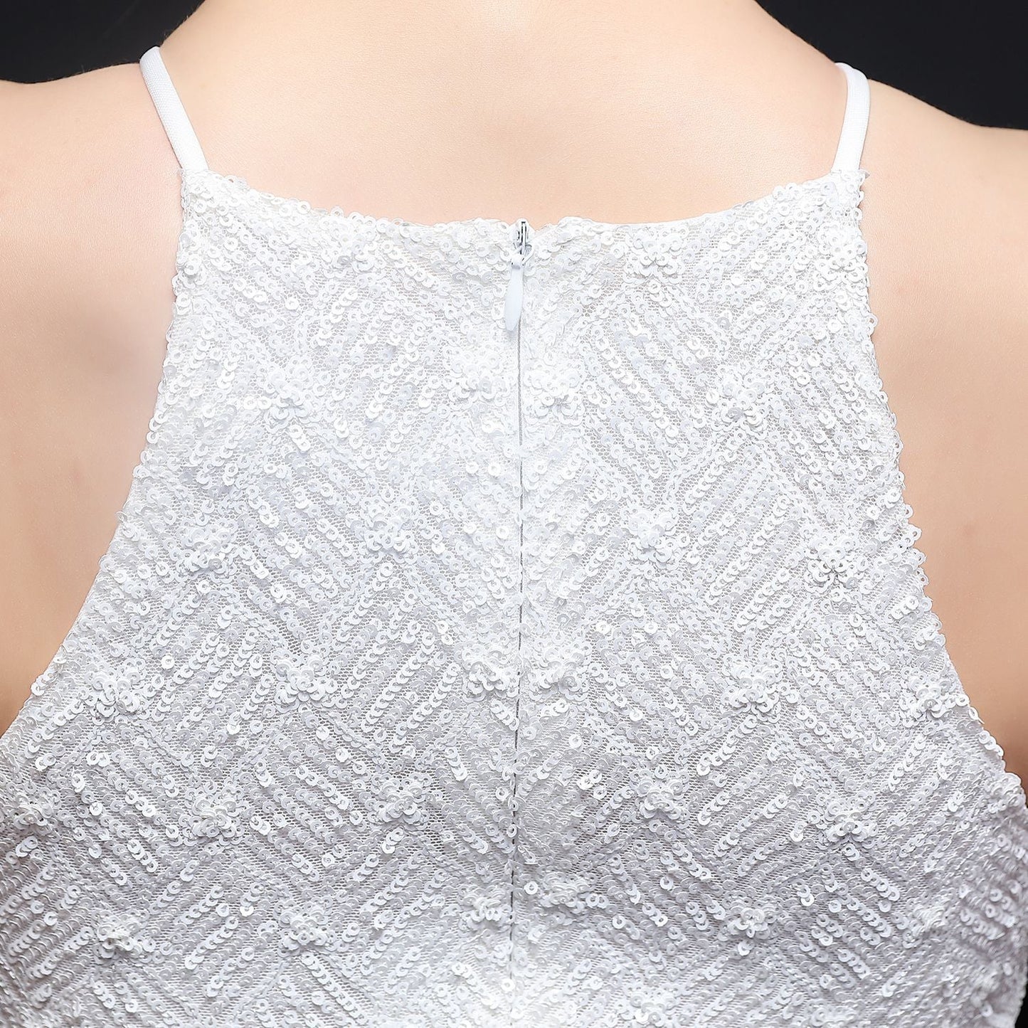 Long Neck Stapled Formal Dresses