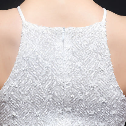 Long Neck Stapled Formal Dresses
