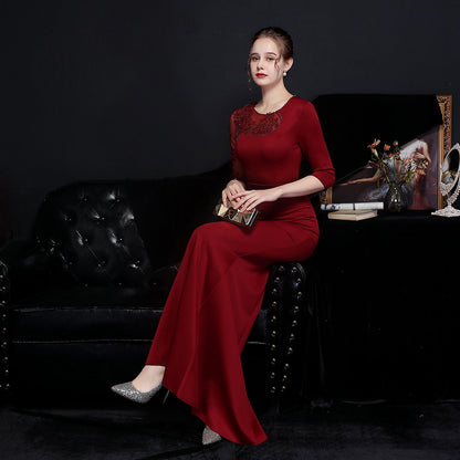 Lace Rhinestone Formal Dress