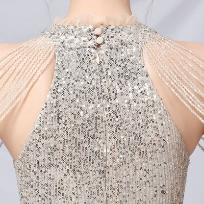 Beaded Hip Wrap Formal Dresses