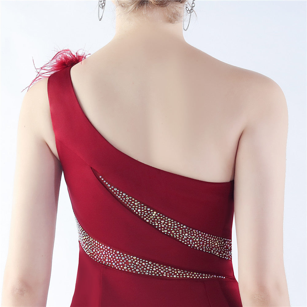 Fur Rhinestone Formal Dress