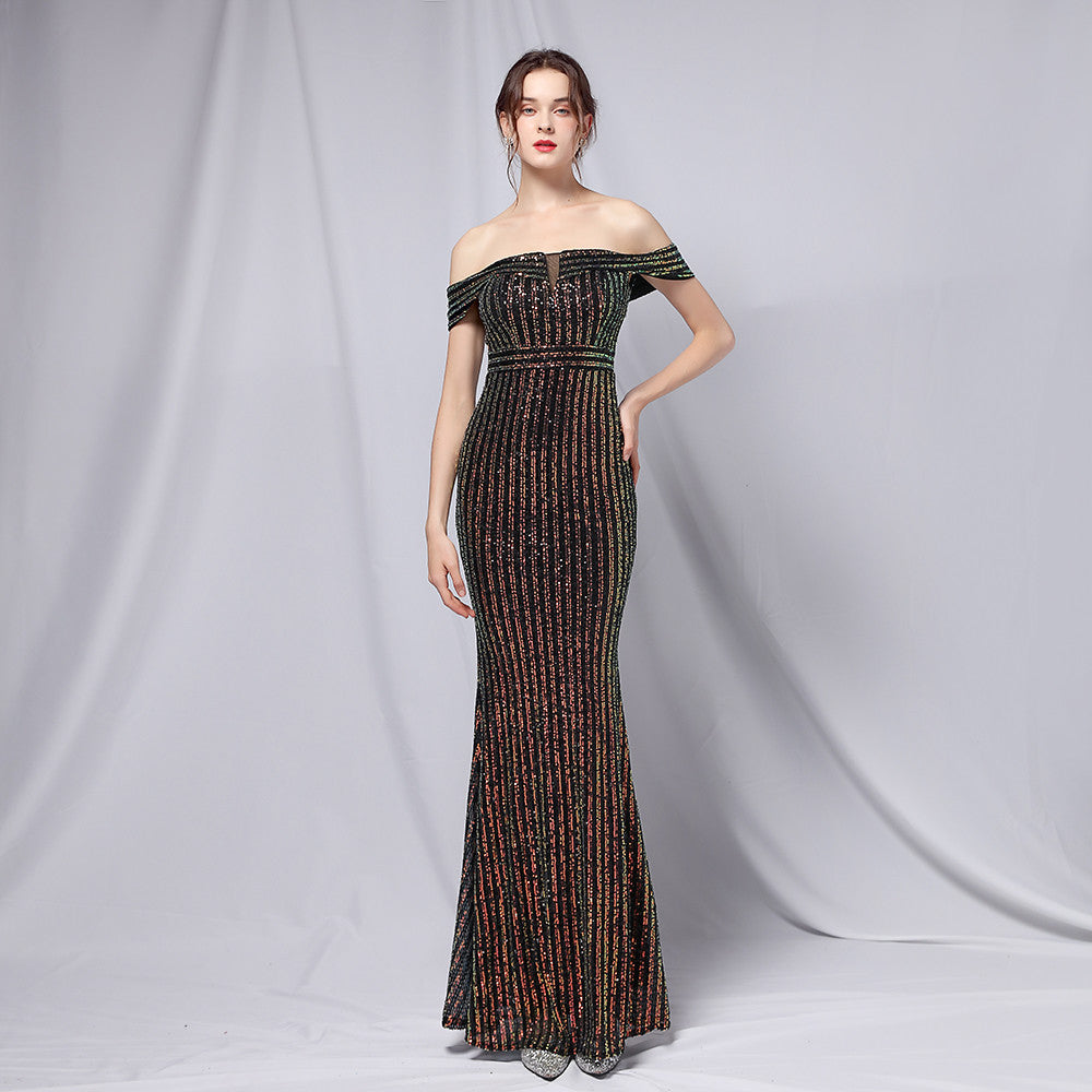 Off The Shoulder Fishtail Formal Dress