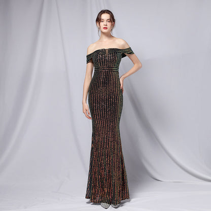 Off The Shoulder Fishtail Formal Dress