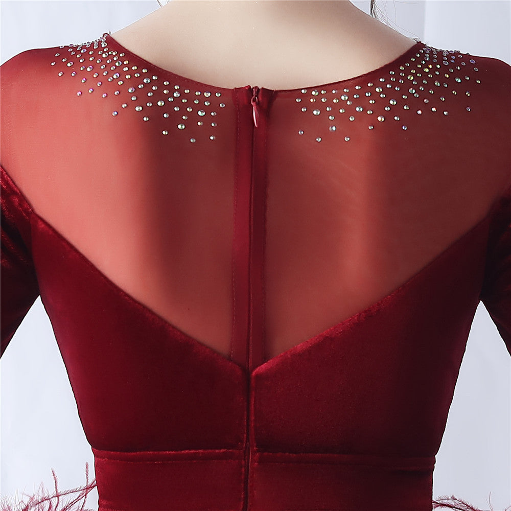 Abito formale in velluto con strass sfumati