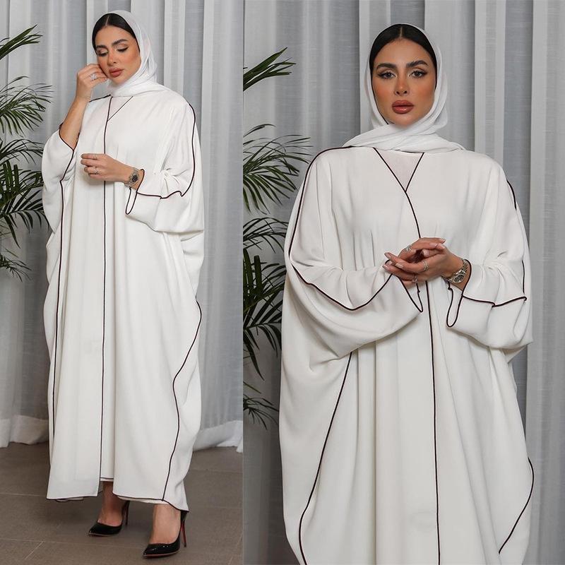 White Panelled Abaya Robe
