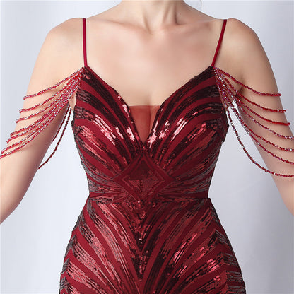 Beaded Halter Formal Dress