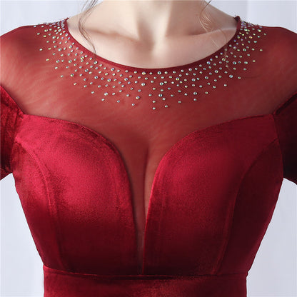 Abito formale in velluto con strass sfumati