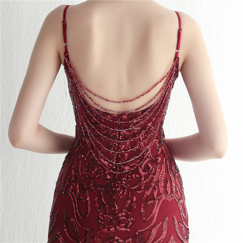 Positioned Floral Beaded Formal Dress