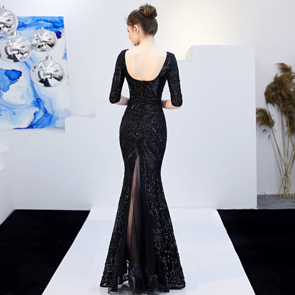 Neck Sequin Formal Dress