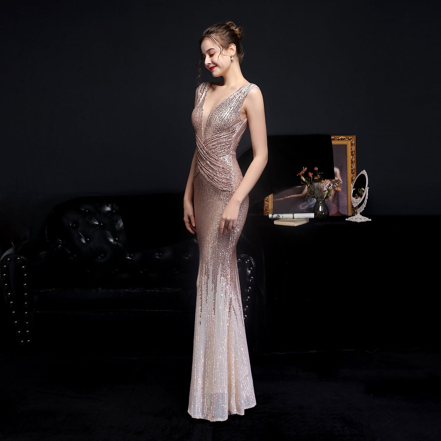 Sleeveless Sequin Formal Dress