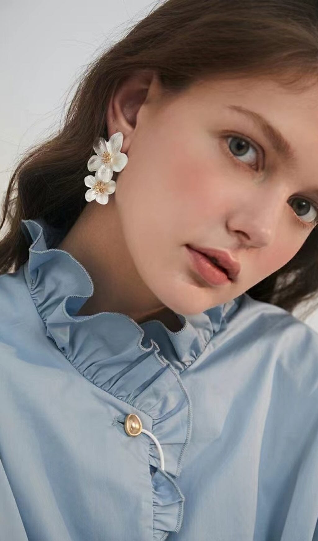 METAL DOUBLE FLOWER EARRINGS