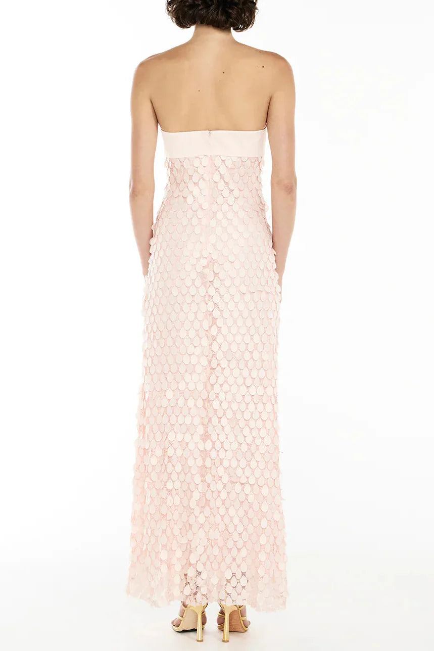 iris Lace sequin backless maxi dress in pink