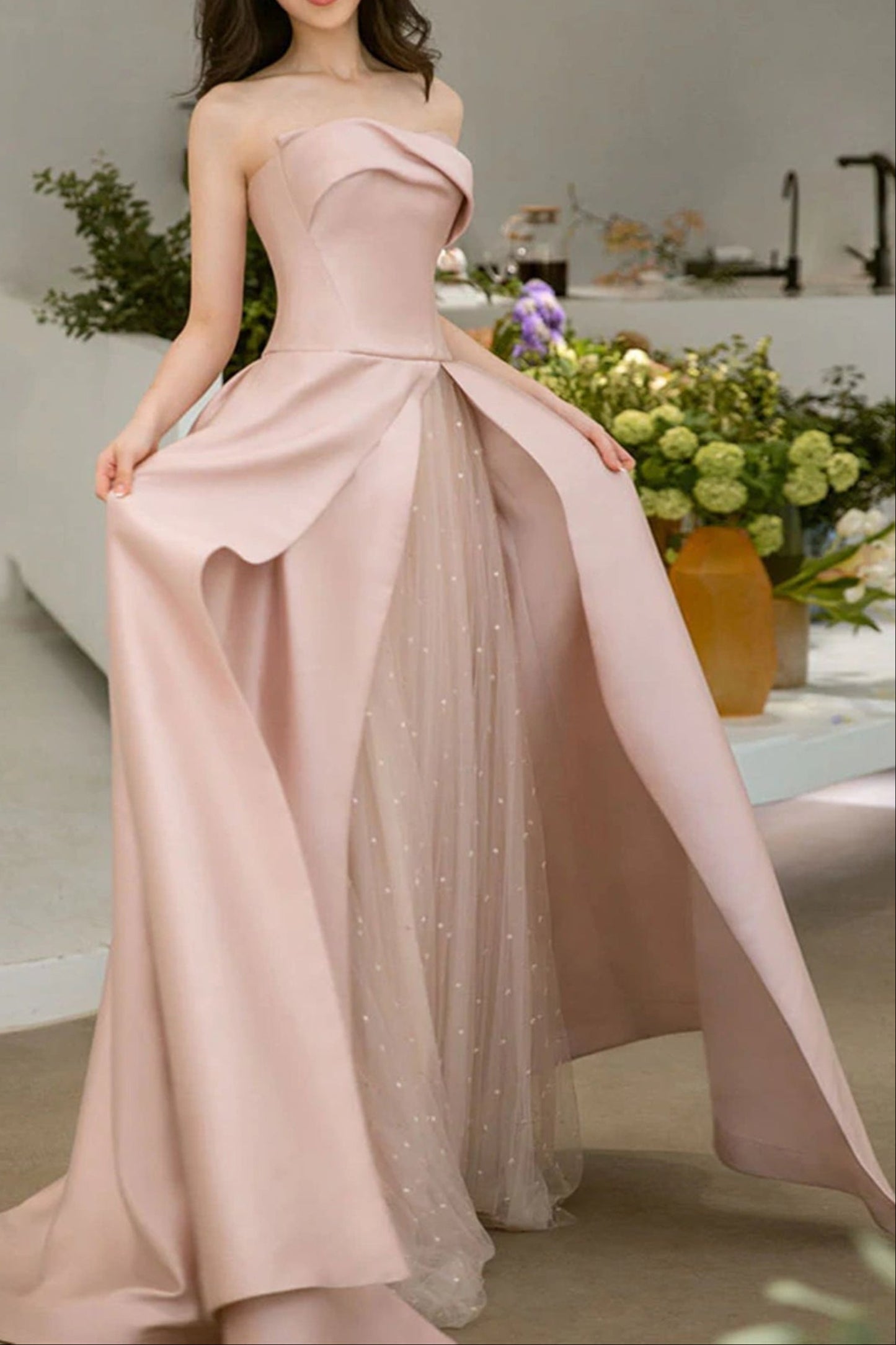 sleeveless embellished maxi dress in pink