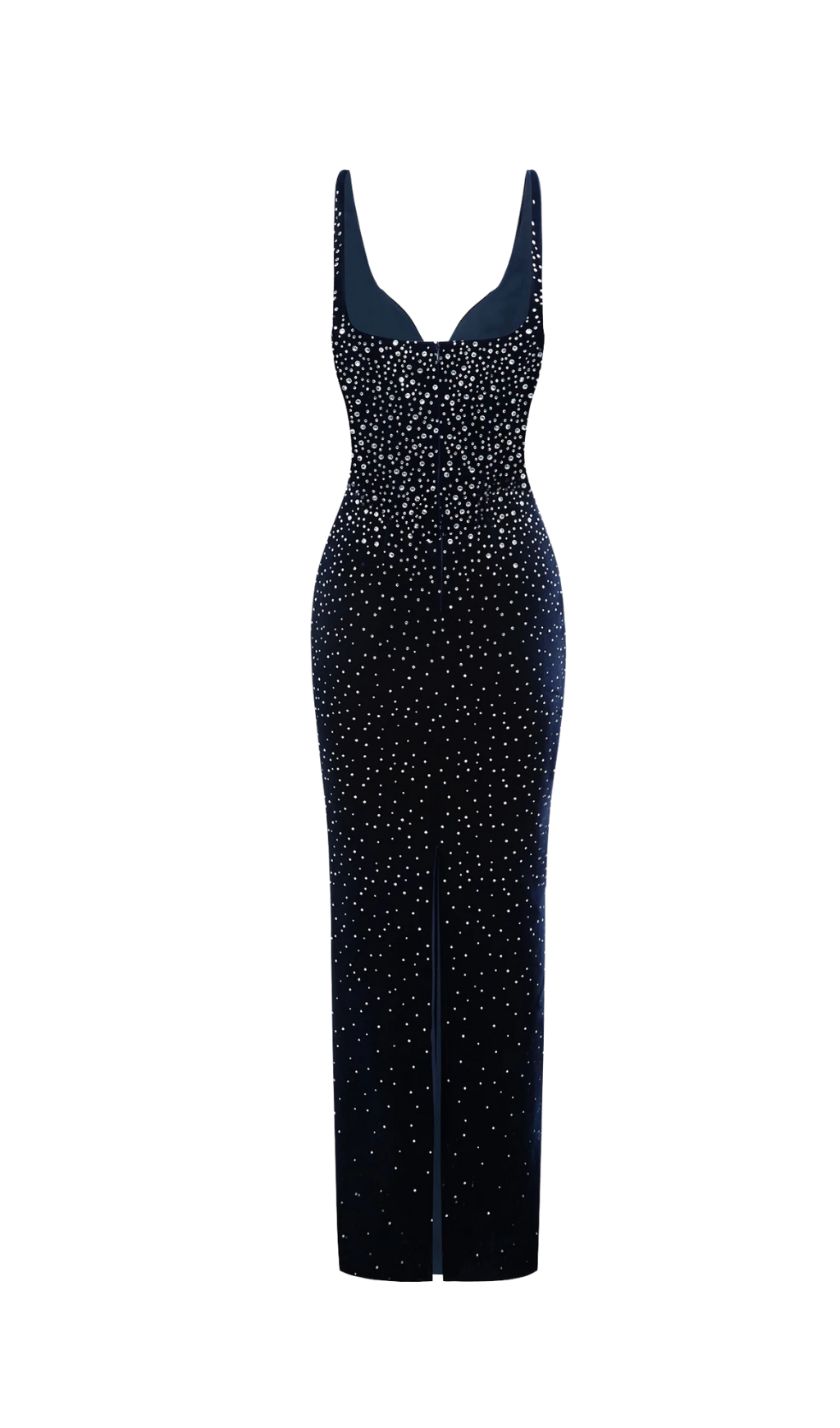 Crystal Velvet Singlet maxi dress in midnight black