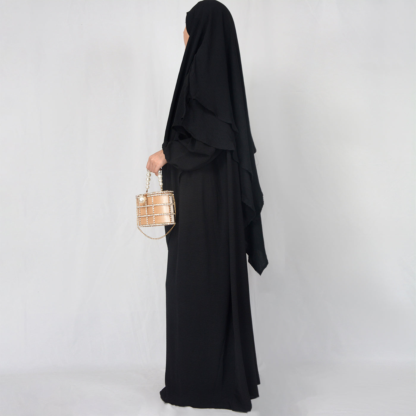 Crepe Abaya with Pockets + Layered Khimar Set
