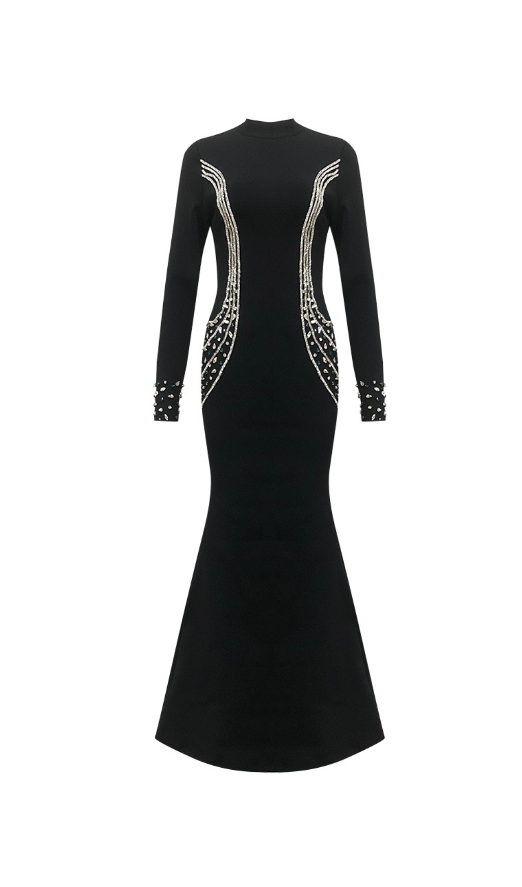 Ashley crystal embellished bodycon maxi dress in black