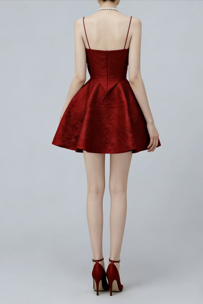 STRAPY HEM MINI DRESS IN RED