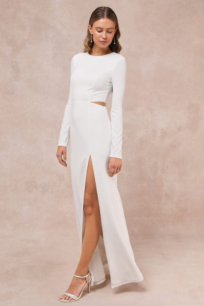 White Long Sleeve Cutout Maxi Dress