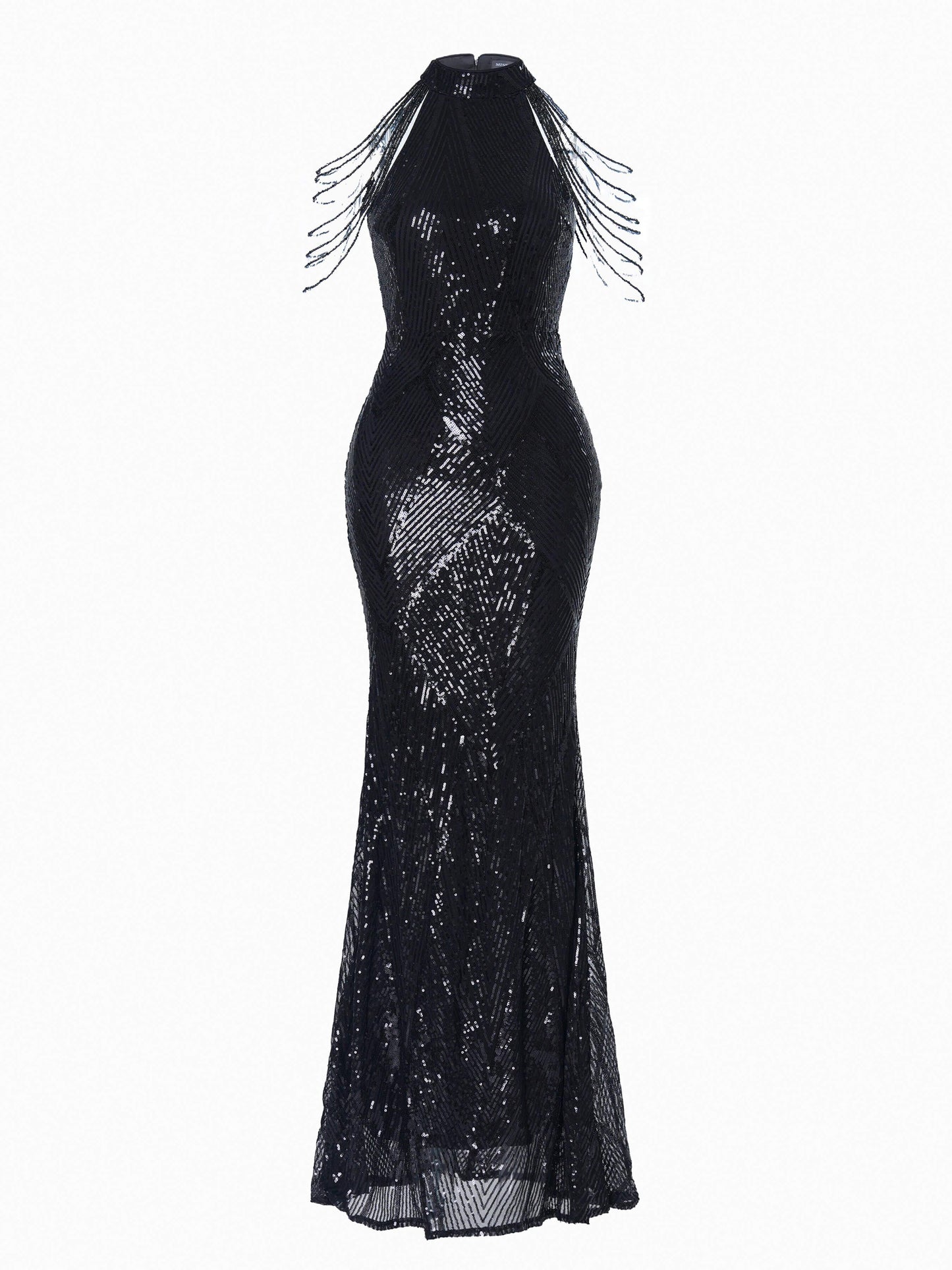 Cold Shoulder Beads Chain Cocktail Dress