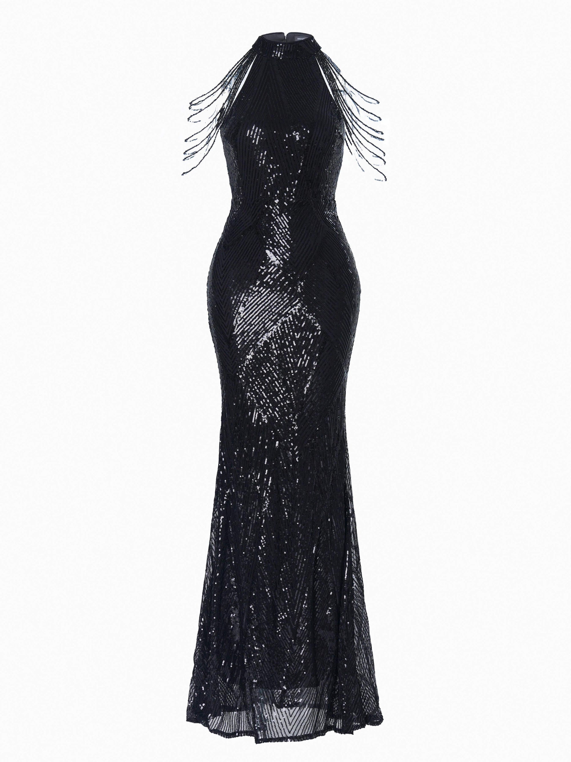 Cold Shoulder Beads Chain Cocktail Dress