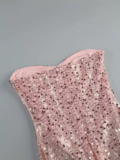 Sequined Pink Maxi Dress