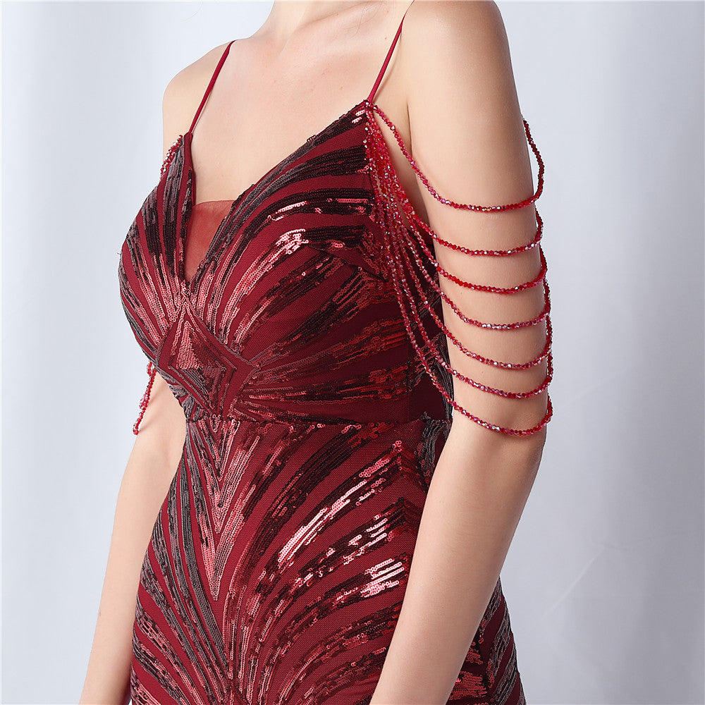 Beaded Halter Formal Dress