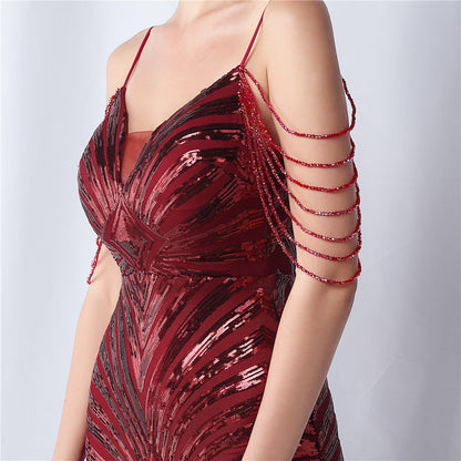 Beaded Halter Formal Dress