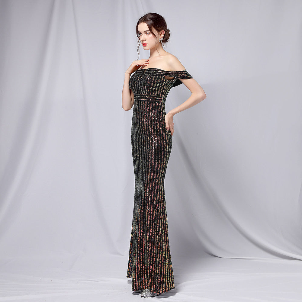 Off The Shoulder Fishtail Formal Dress