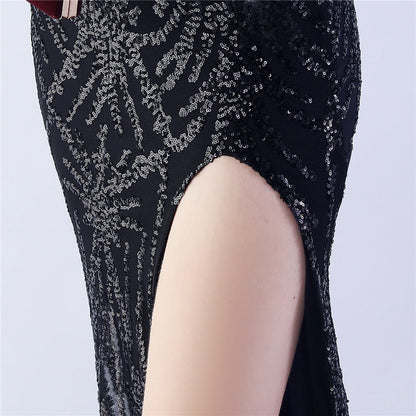 Camel Hair Side Split Formal Dress