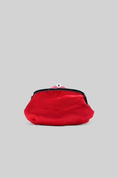 Satin Flower Clutch - Red