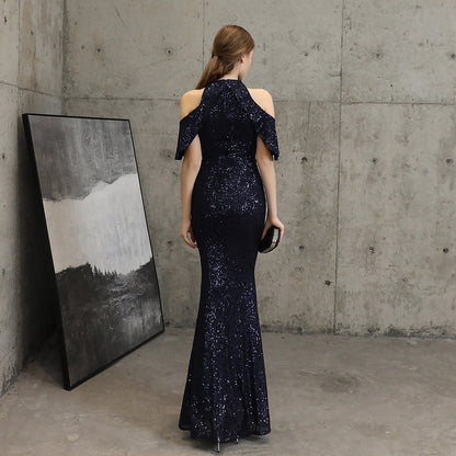 Short Sleeve Sequin Formal Dress