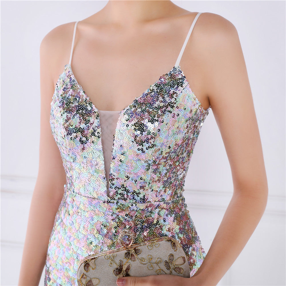 Beaded Position Flower Formal Dress