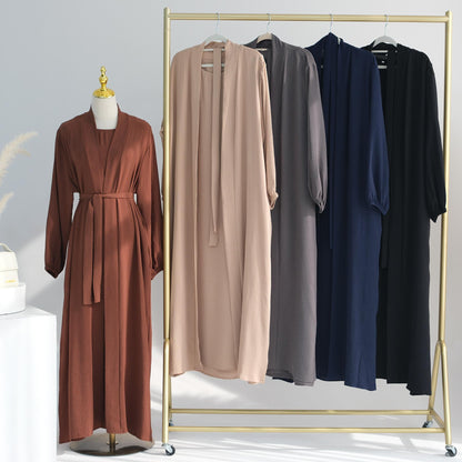 3pcs Cardigan+without  Sleeves Inner Dress+Hijab