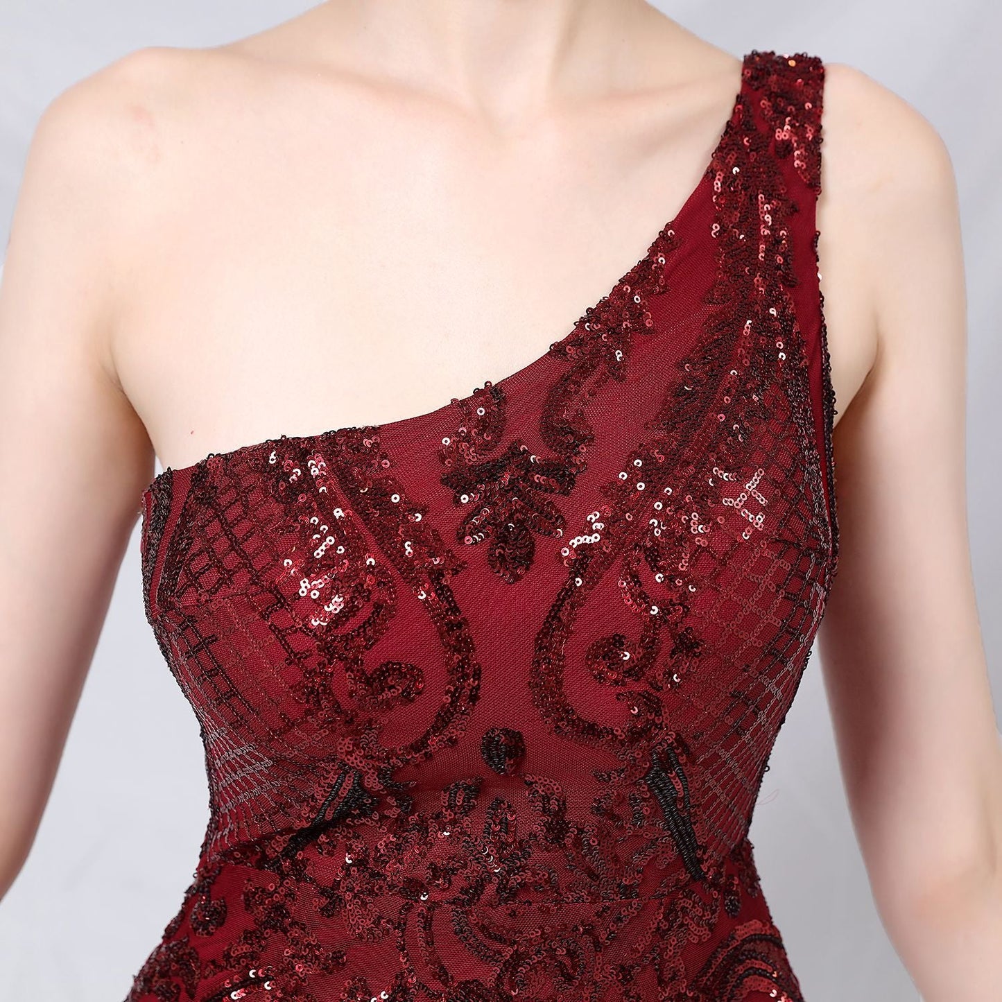 One Shoulder Beaded Formal Dress