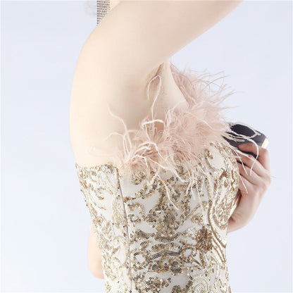 Mesh Sequined Formal Dress