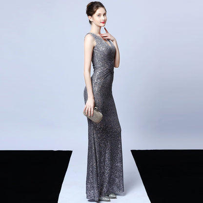 Long Sleeveless Sequin Formal Dress