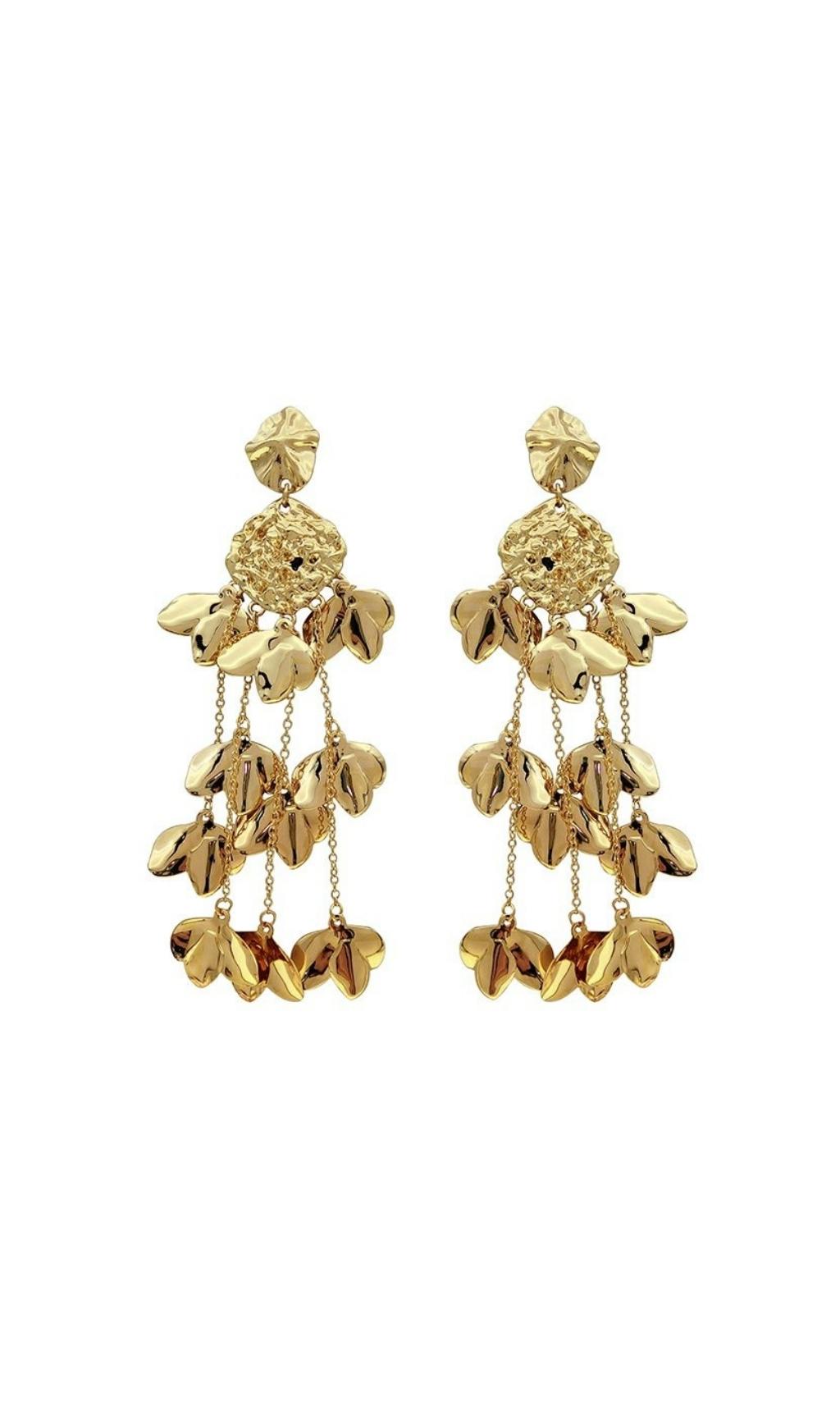 GOLD  TASSEL LEAF EARRINGS