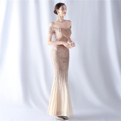 Gradient Beaded Formal Dress