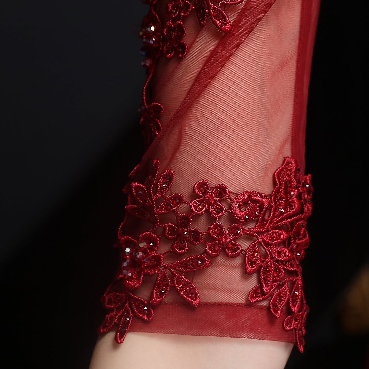 Lace Rhinestone Formal Dress