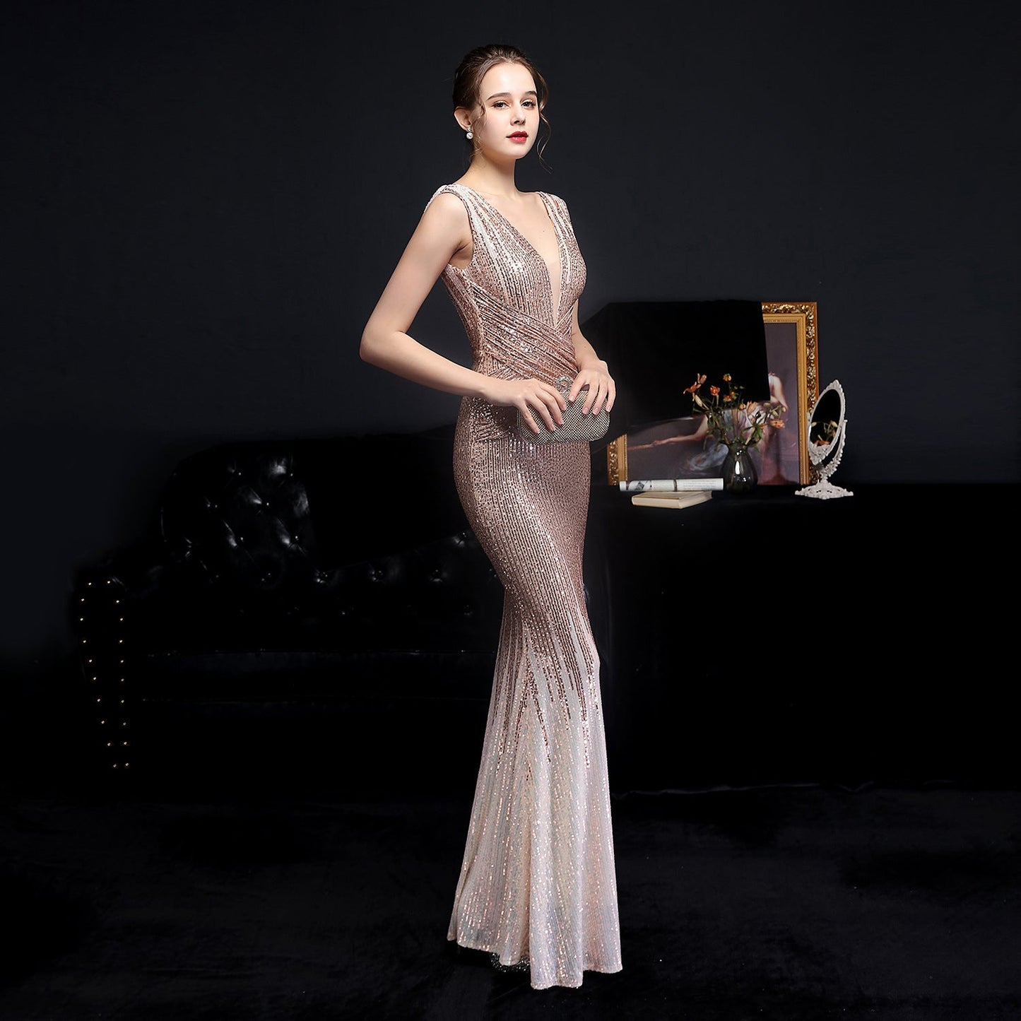 Sleeveless Sequin Formal Dress
