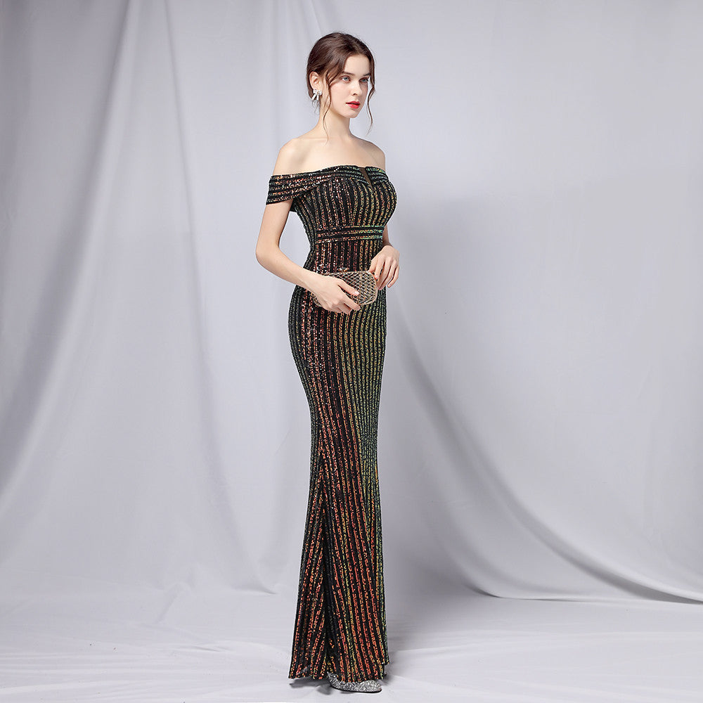 Off The Shoulder Fishtail Formal Dress