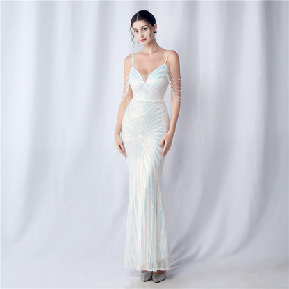 Beaded Halter Formal Dress