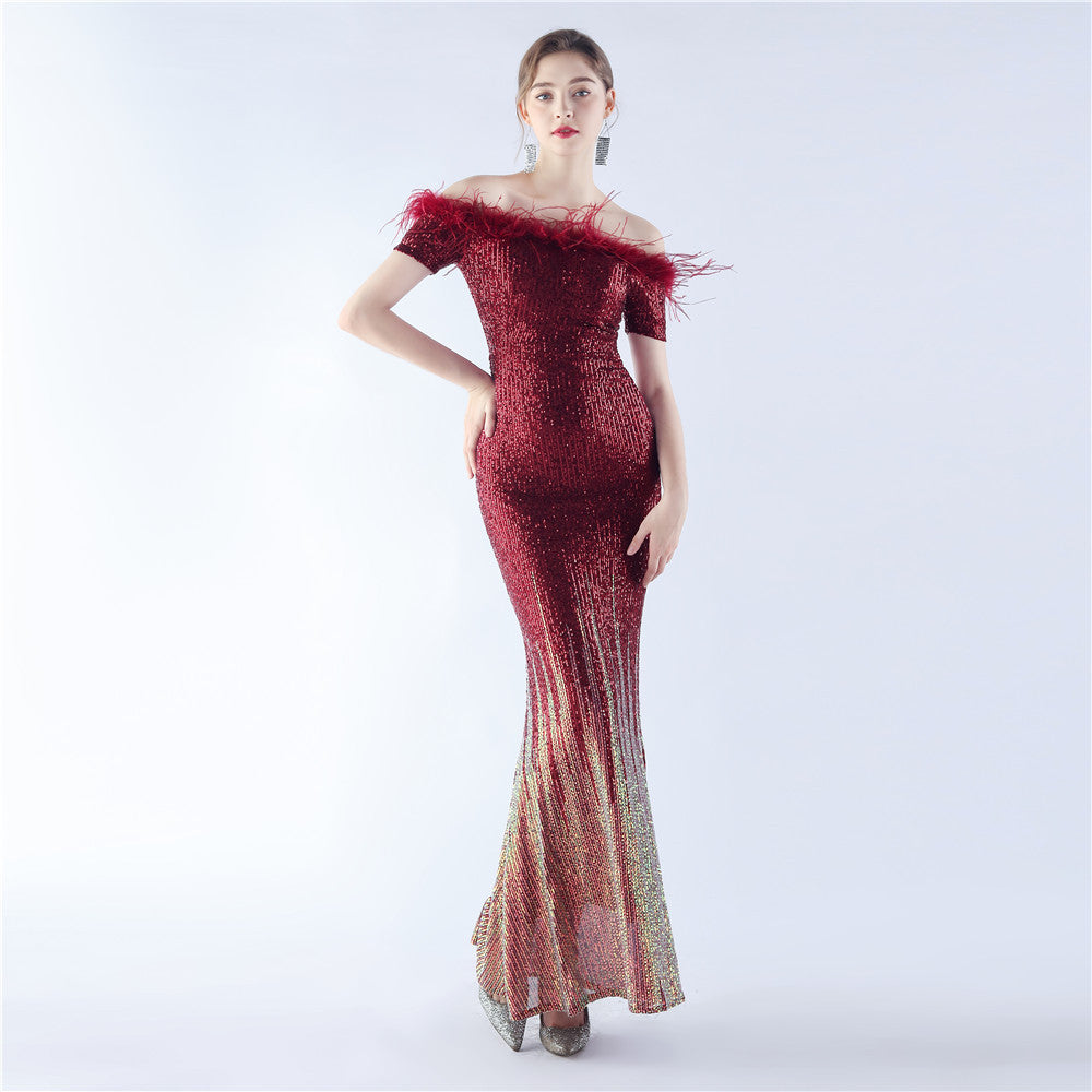 Mireille Off Shoulder High-End Evening Formal Dress