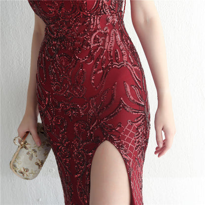 Positioned Floral Beaded Formal Dress