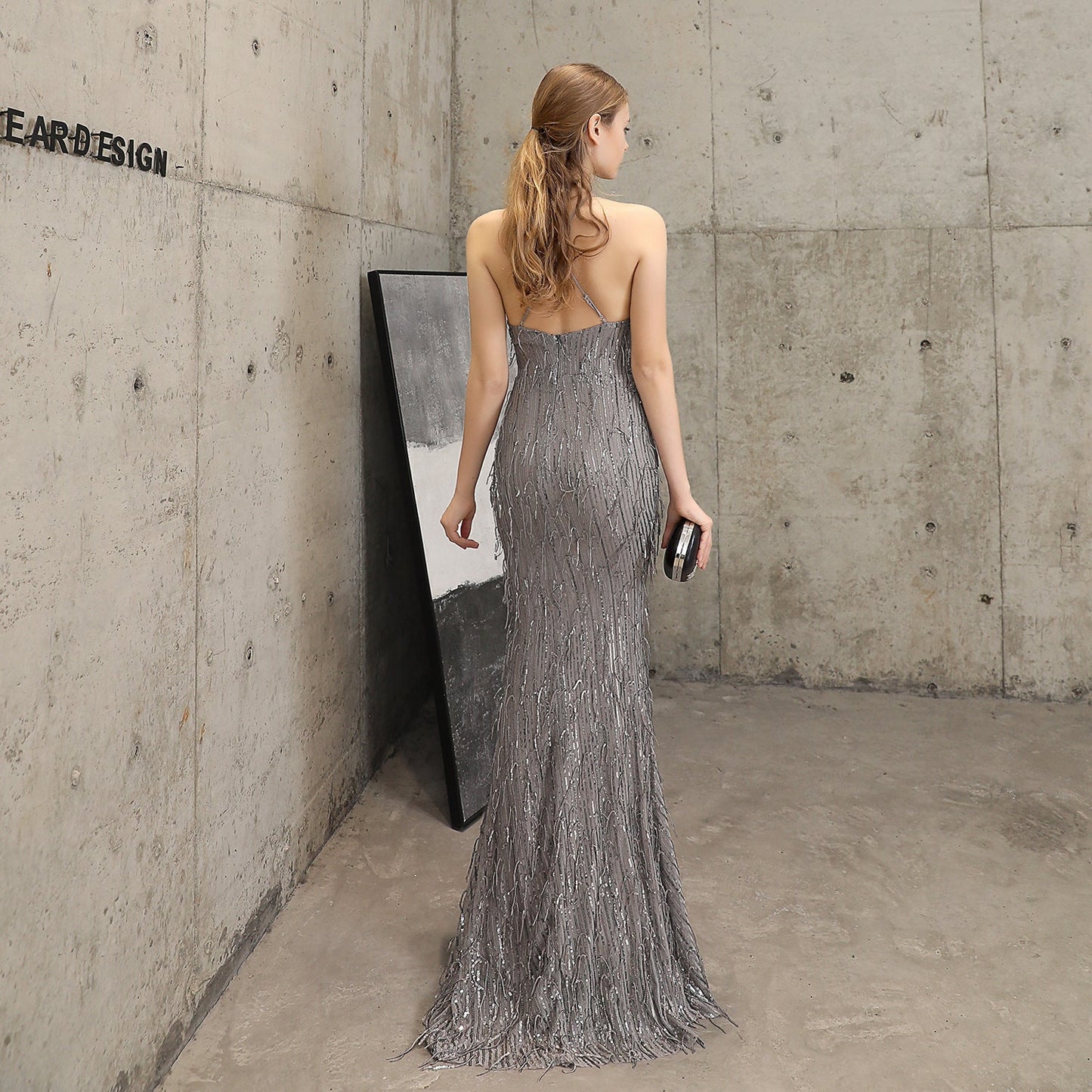 Silk Thread Fringe Beaded Formal Dresses
