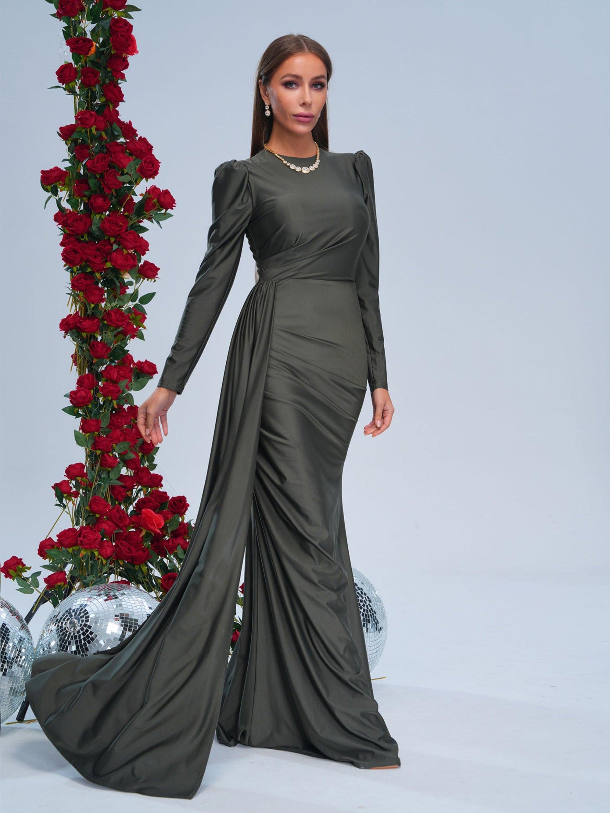 Full Cover Ribbon Green Mermaid Dress