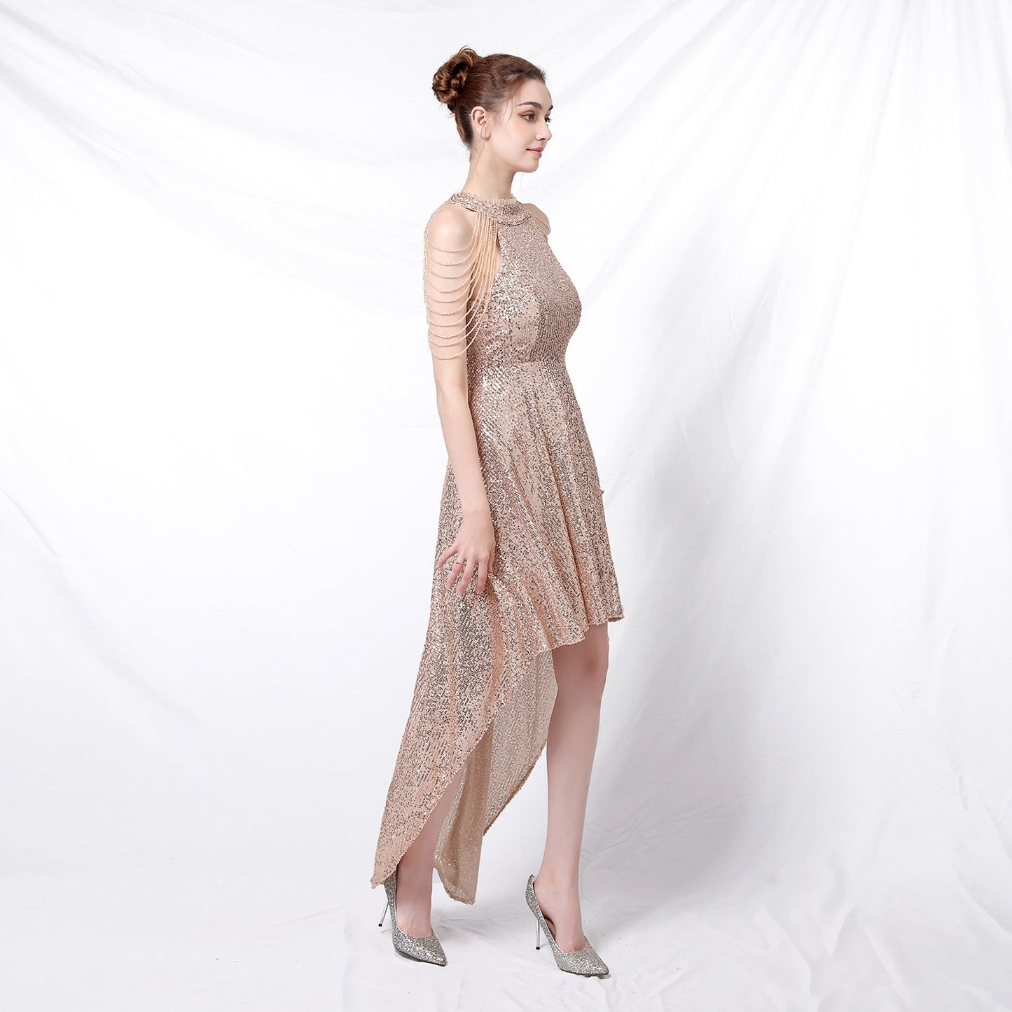 Beaded Hip Wrap Formal Dresses