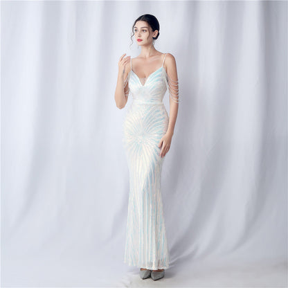 Beaded Halter Formal Dress