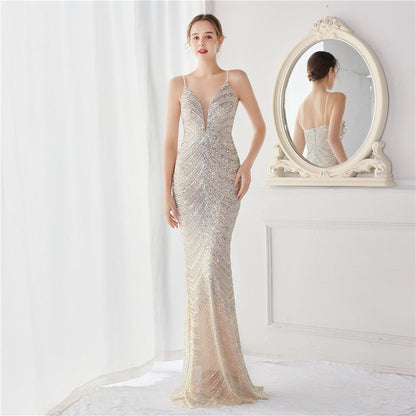 Wave Gradient Beaded Formal Dress