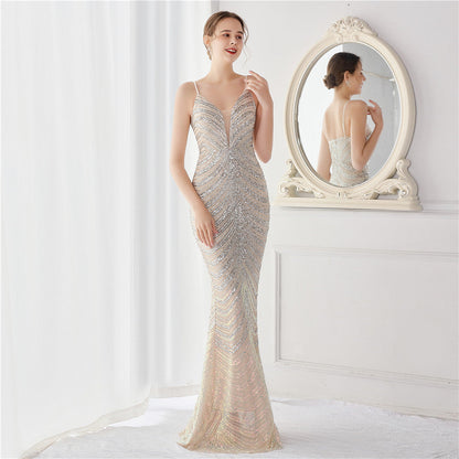 Wave Gradient Beaded Formal Dress